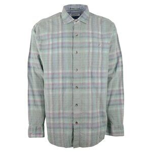 Tommy Bahama Men's Big and Tall 3XB Coastline Cord Verde Plaid Trout Green Shirt